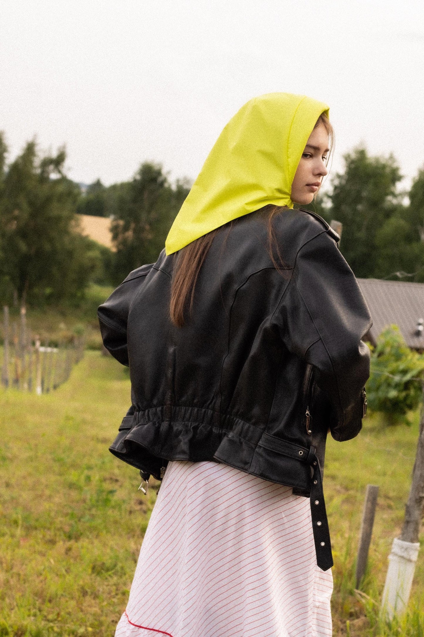 Rain Headscarf  in Neon Yellow