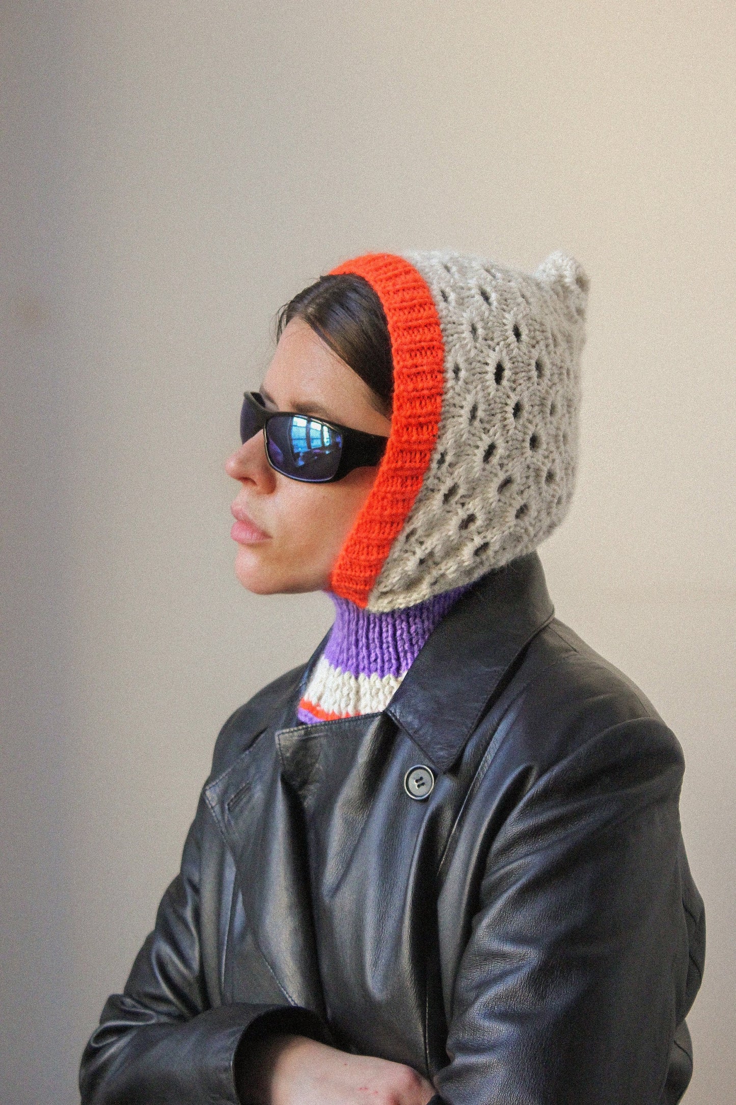 Multicolored Demi - season balaclava hat,mango socky balaclava knit beanie,knit helmet,knit hat,crochet balaclava
