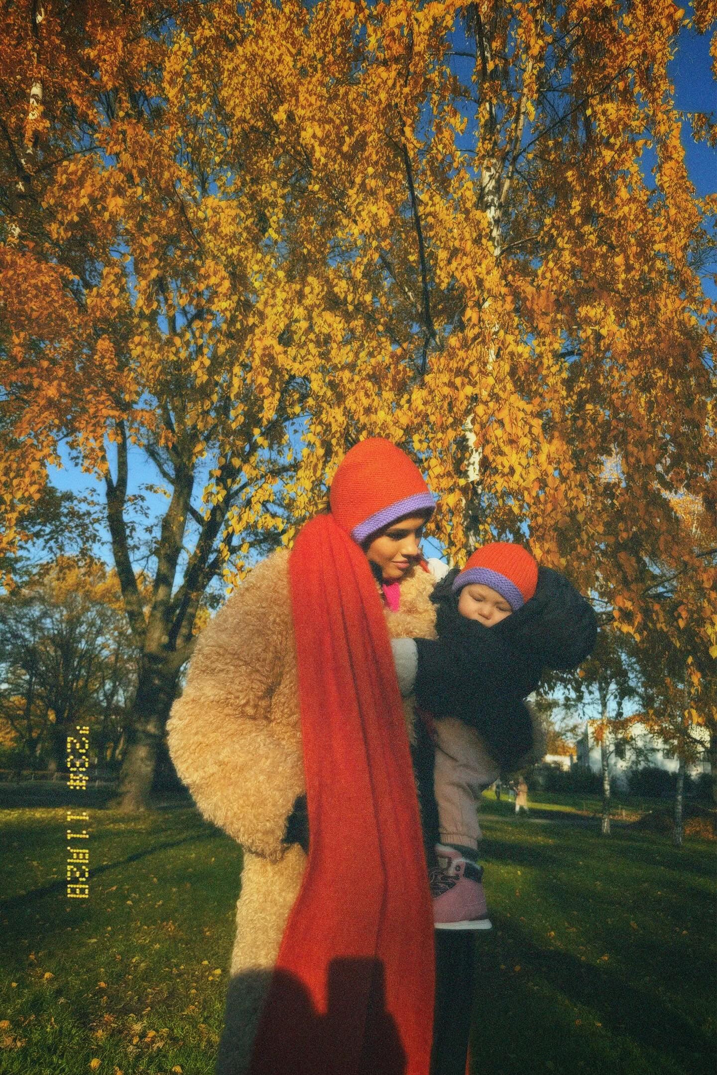 Mom + Baby Hand - Knitted Multi Chunky Bonnet Combo Matching Set