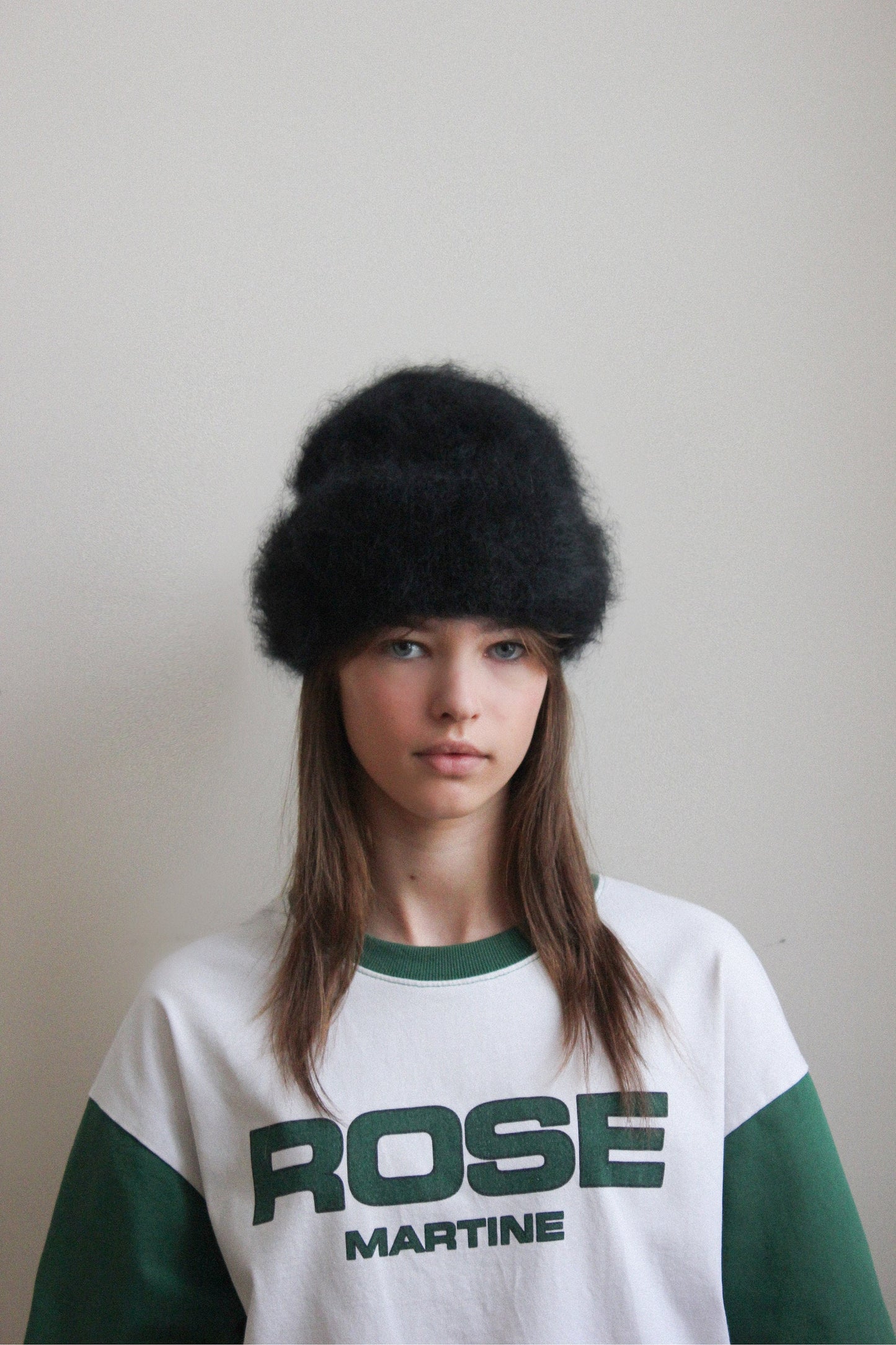 Premium Mohair Beanie Hat in Black