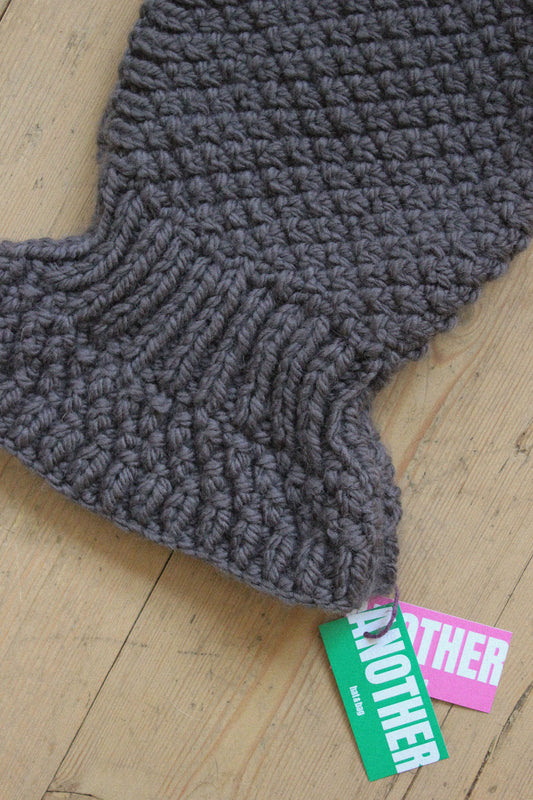 Balaclava Woolen Chunky hat in graphite gray ,mango socky balaclava knit beanie,knit helmet,knit hat,crochet balaclava, knitted hood