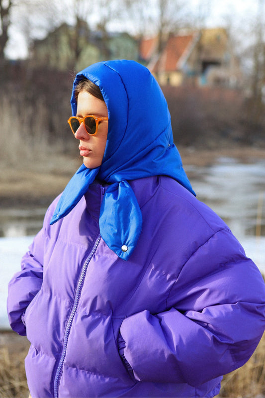 Pillow Puffer Headscarf - Balaclava in Blue