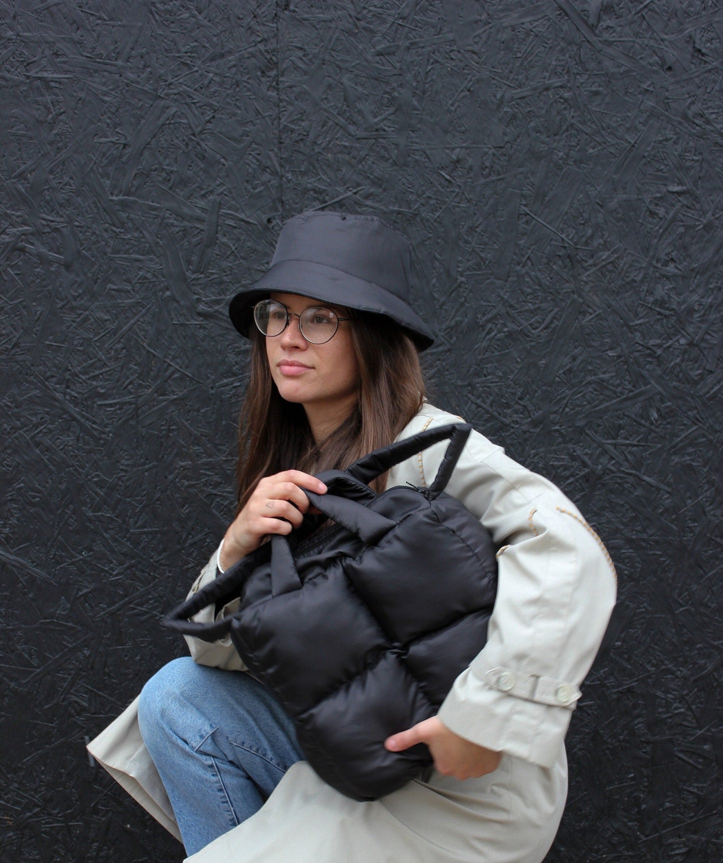 Pillow Puffer Bag in Black