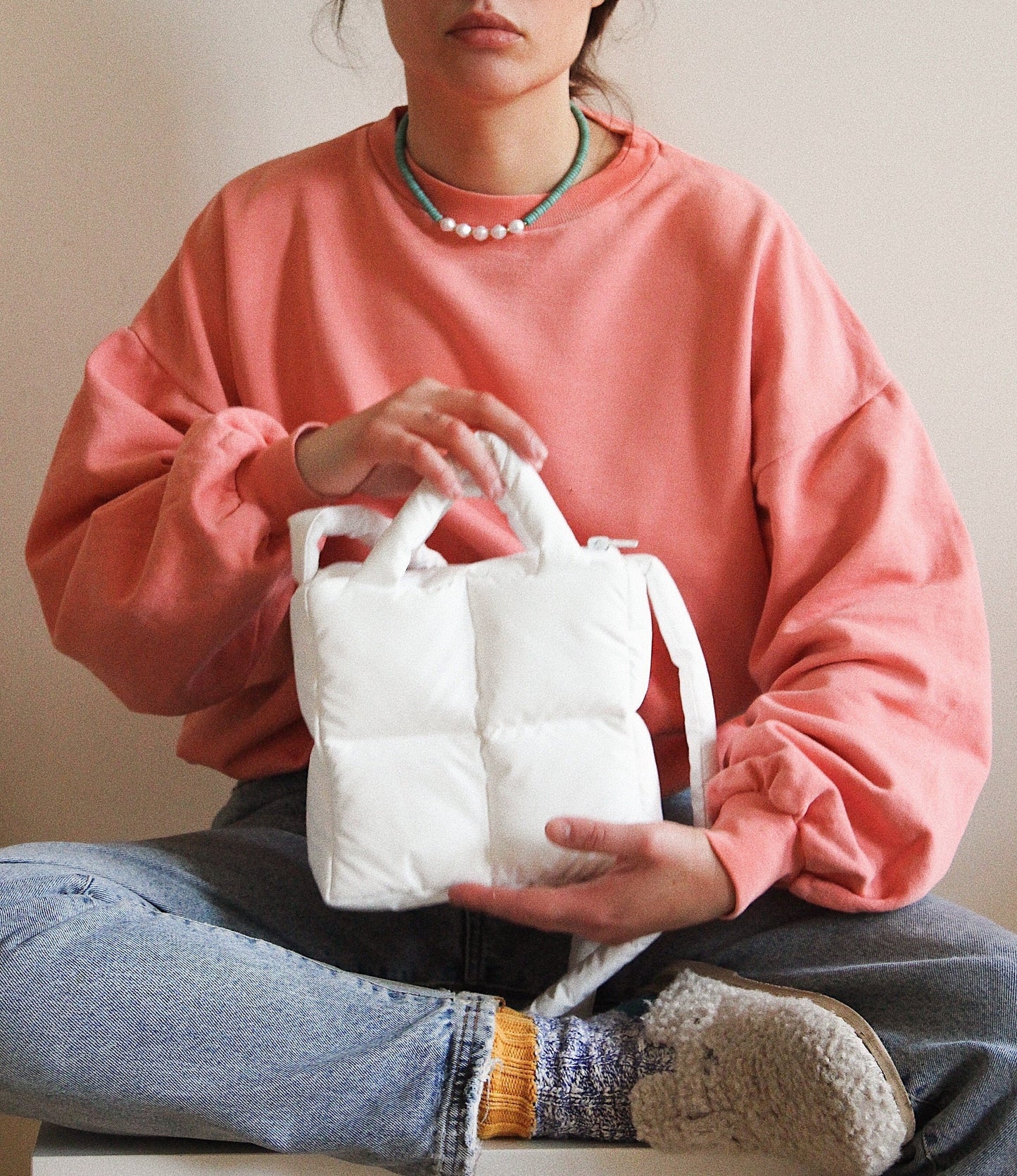 Mini Pillow Puffer Essential bag in White