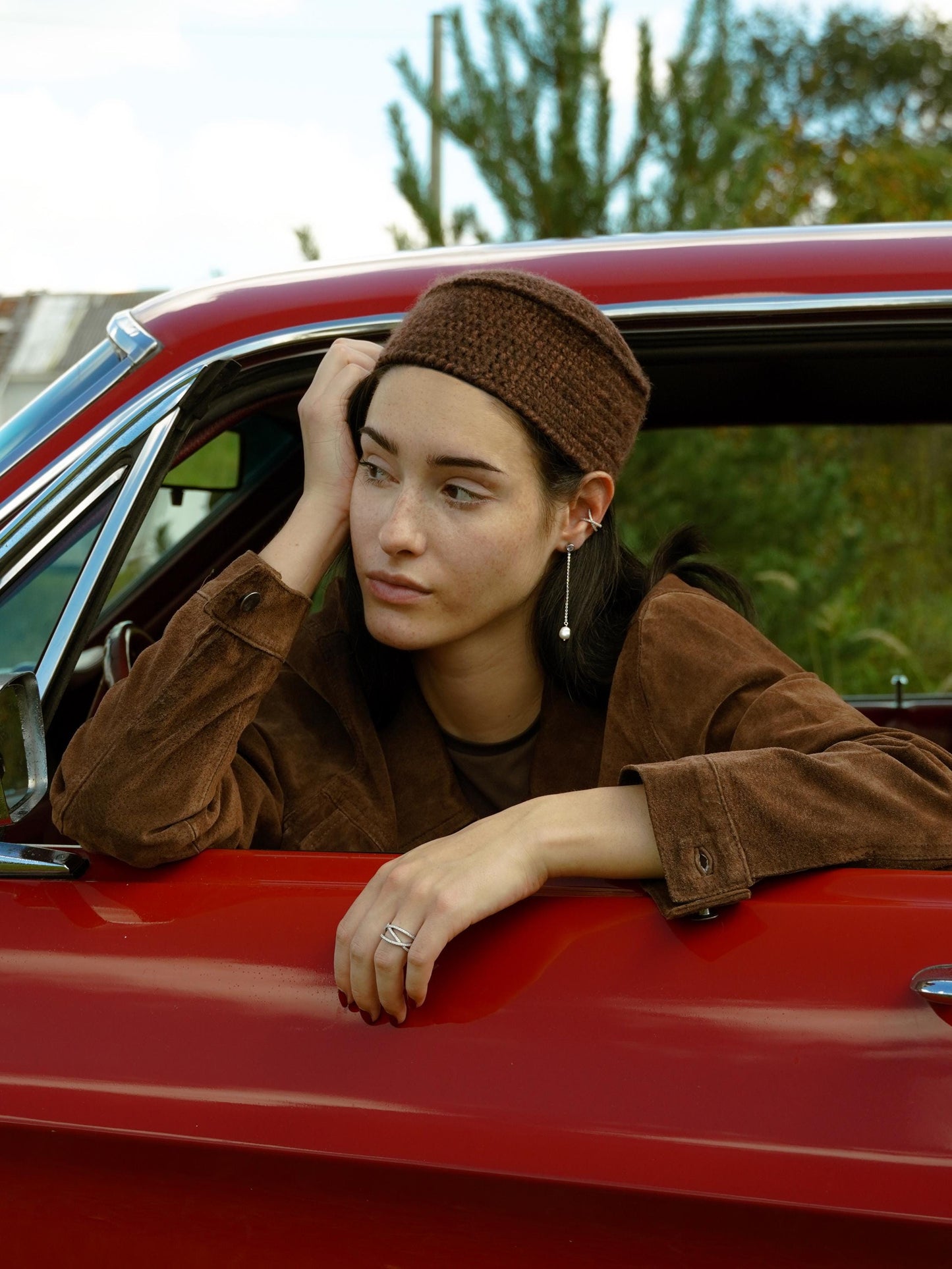 Crochet Merino Mohair Pillbox in Brown