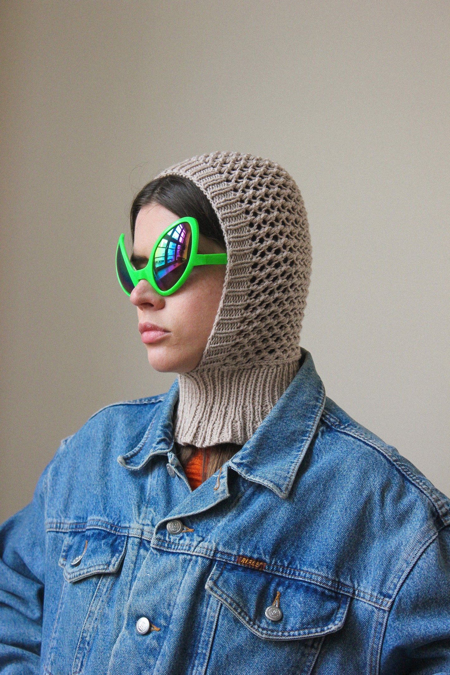 Demi - season balaclava hat in camel beige; sand beige, mango socky balaclava knit beanie,knit helmet,knit hat,crochet balaclava