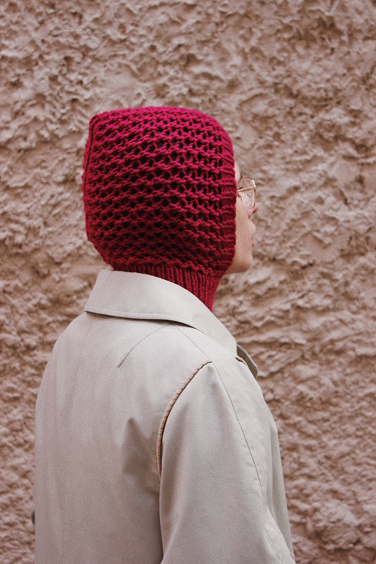 Demi - season Balaclava hat in crimson pink ,mango socky balaclava knit beanie,knit helmet,knit hat,crochet balaclava, knitted hood