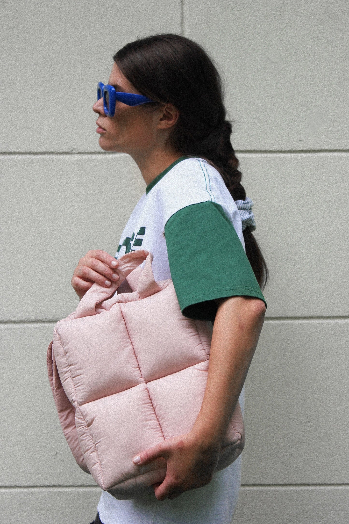 Pillow Puffer Laptop Bag in Light Pink