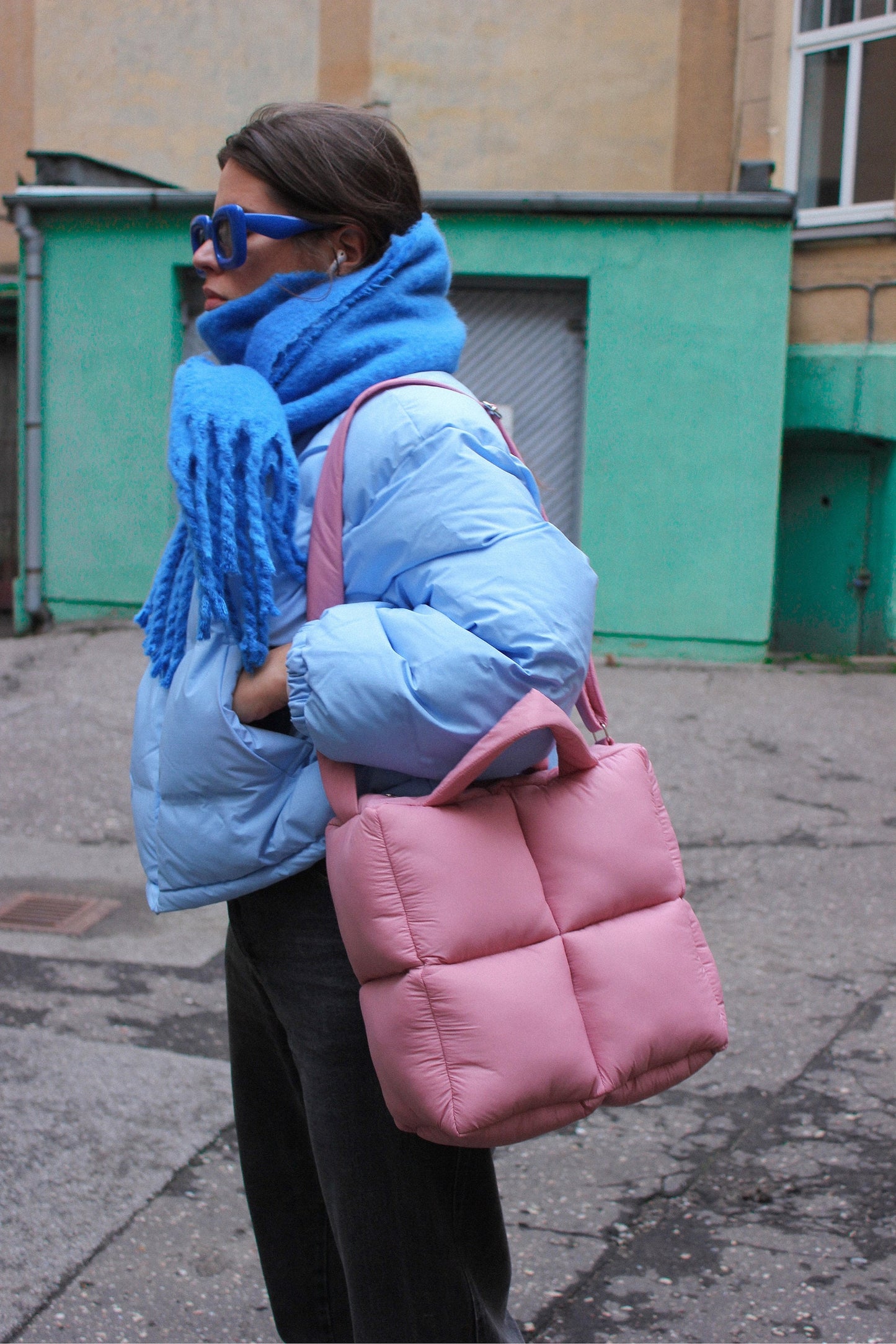 Pillow Puffer Bag in Powder Pink