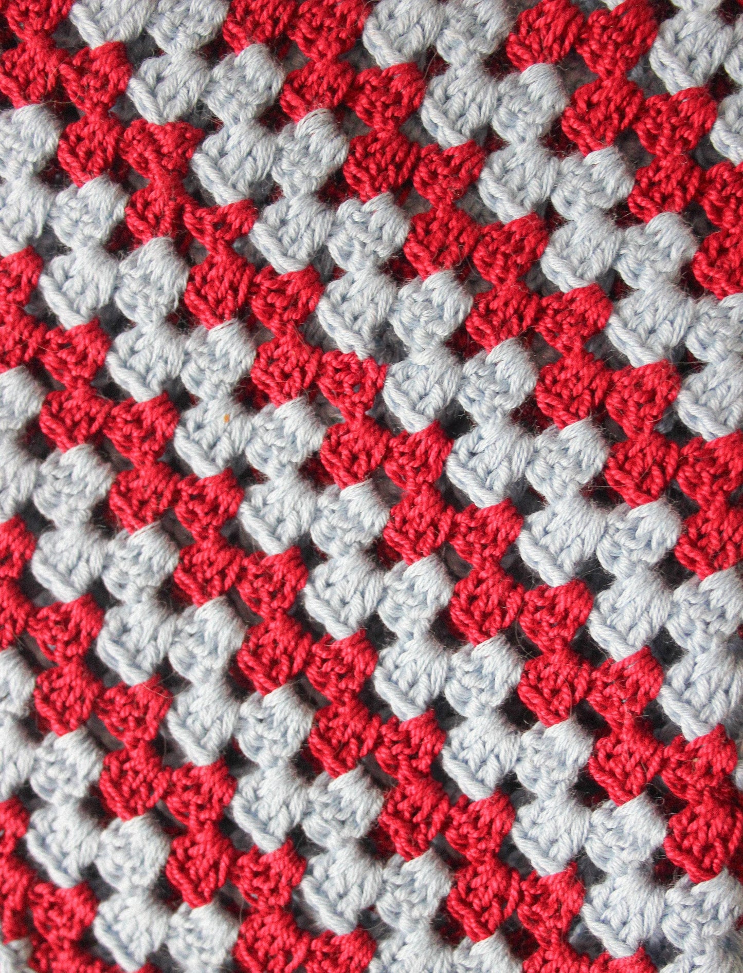 Crochet Premium Cotton Mesh Headscarf in Burgundy & Baby Blue