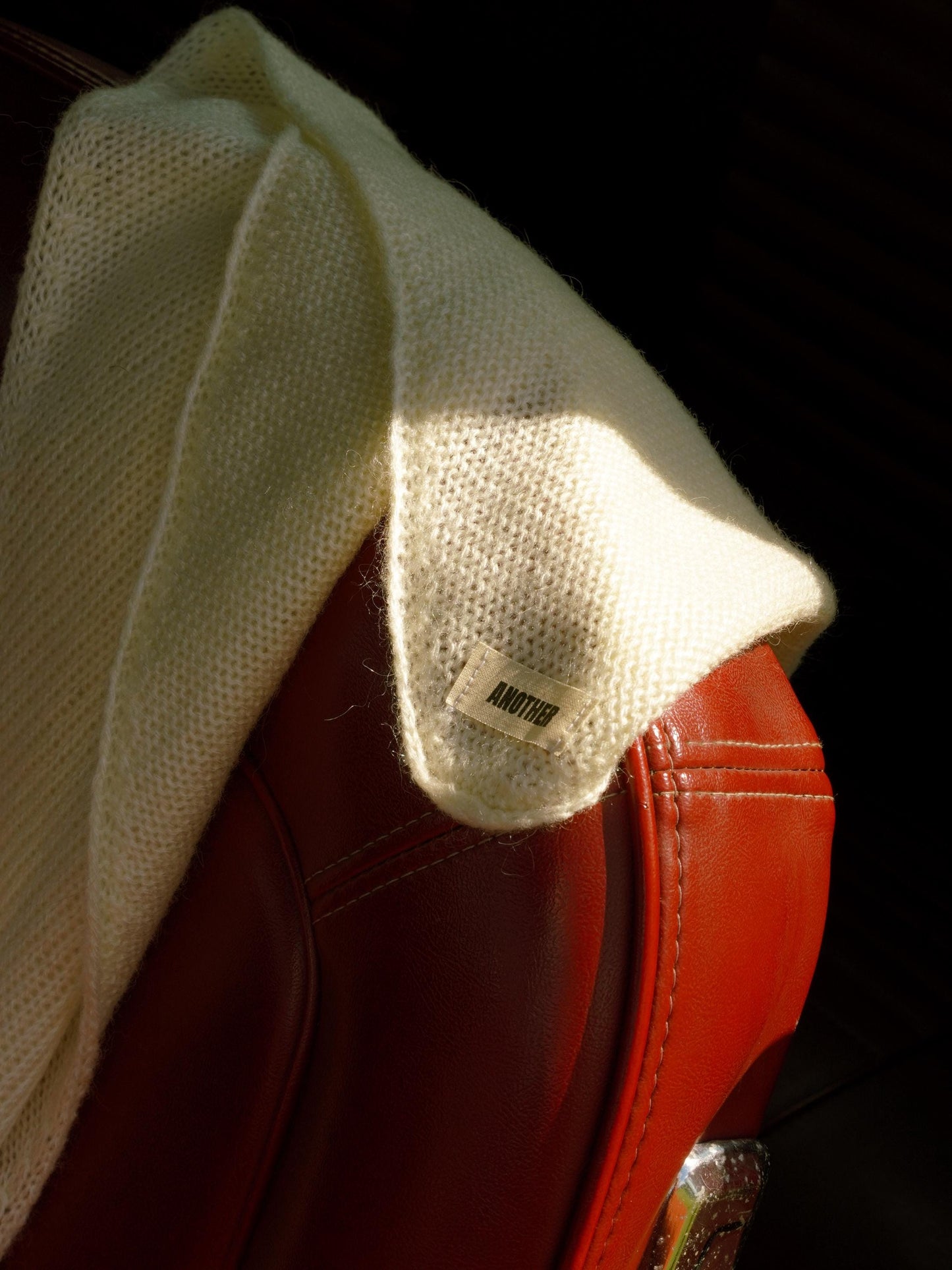 Hand - knitted Mohair Headscarf in Buttermilk Yellow