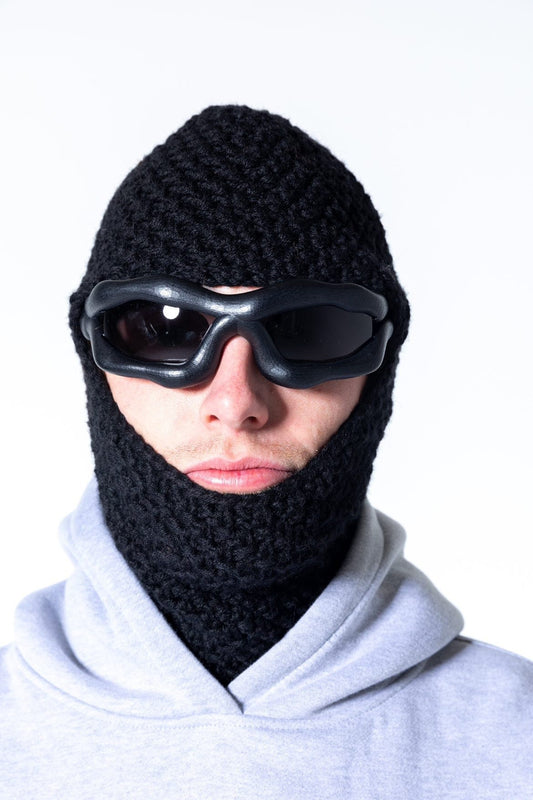Hand knitted Chunky balaclava ski mask in black