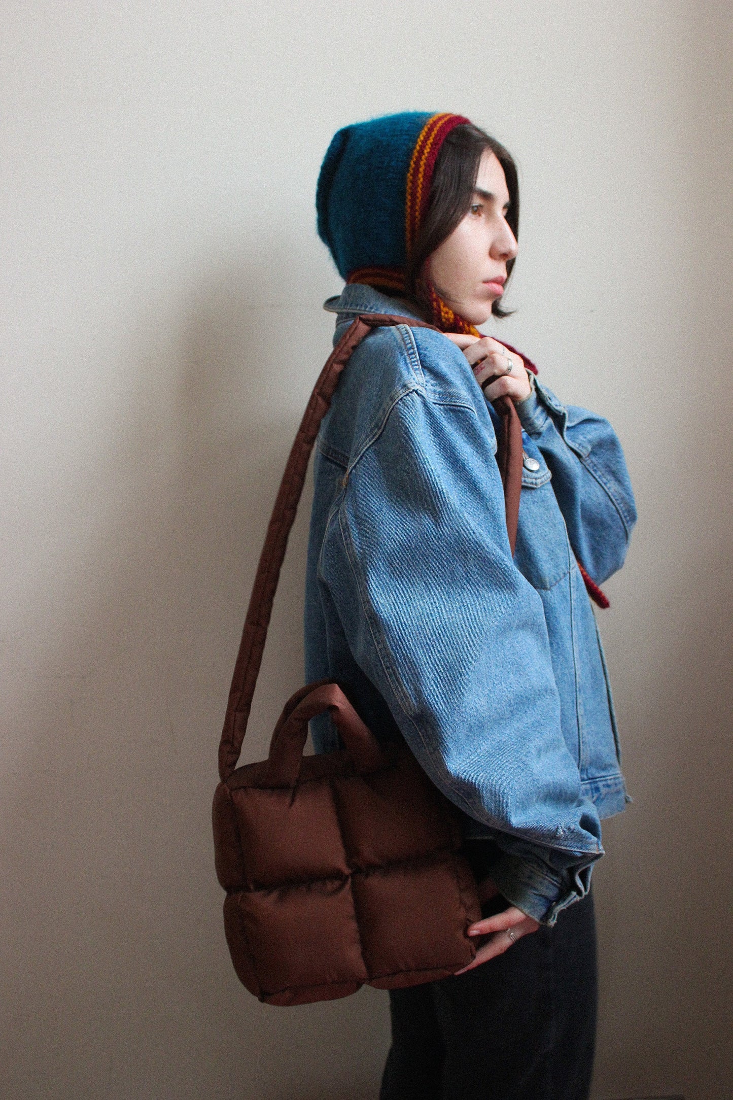 Mini Pillow Puffer Essential bag in Brown