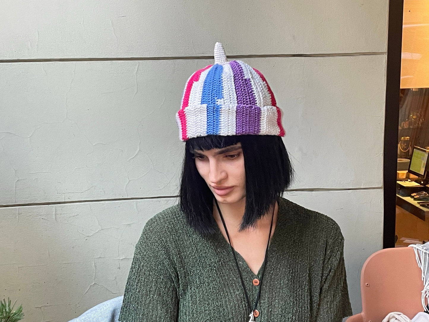 Multicolored Teletubby Striped Crochet hat