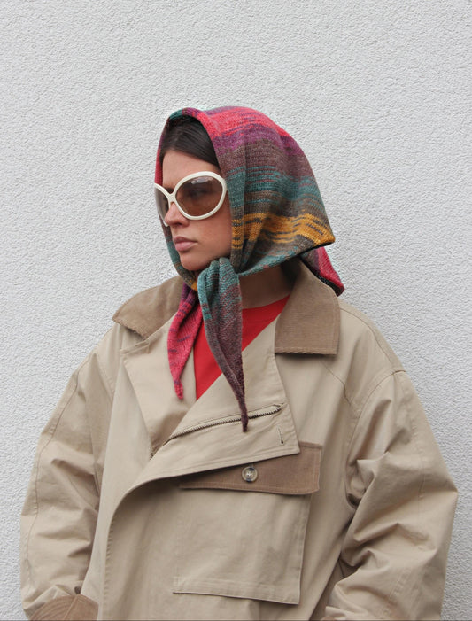 Hand - knitted Random Sunset Woolen Headscarf