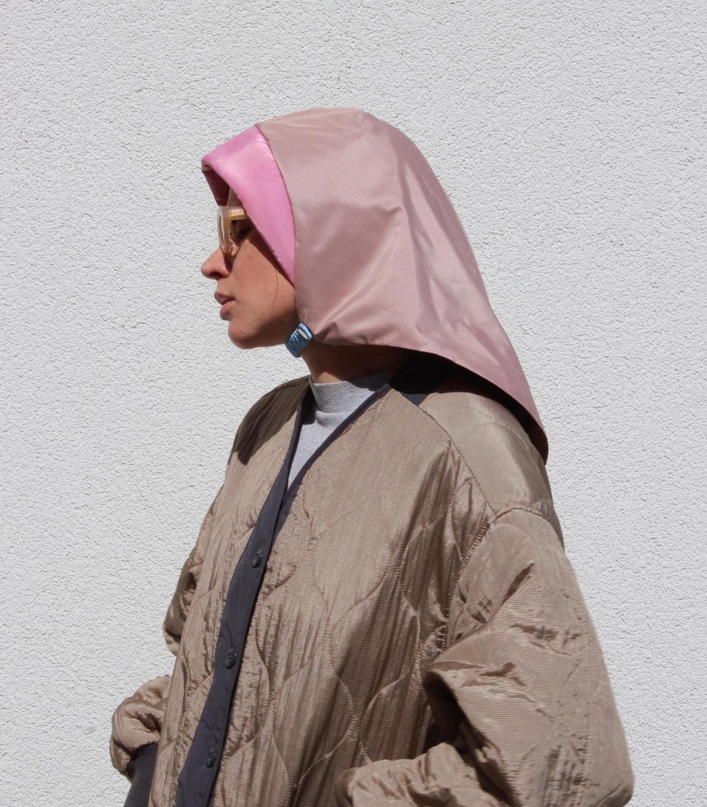 Rain Headscarf in Pink & Beige
