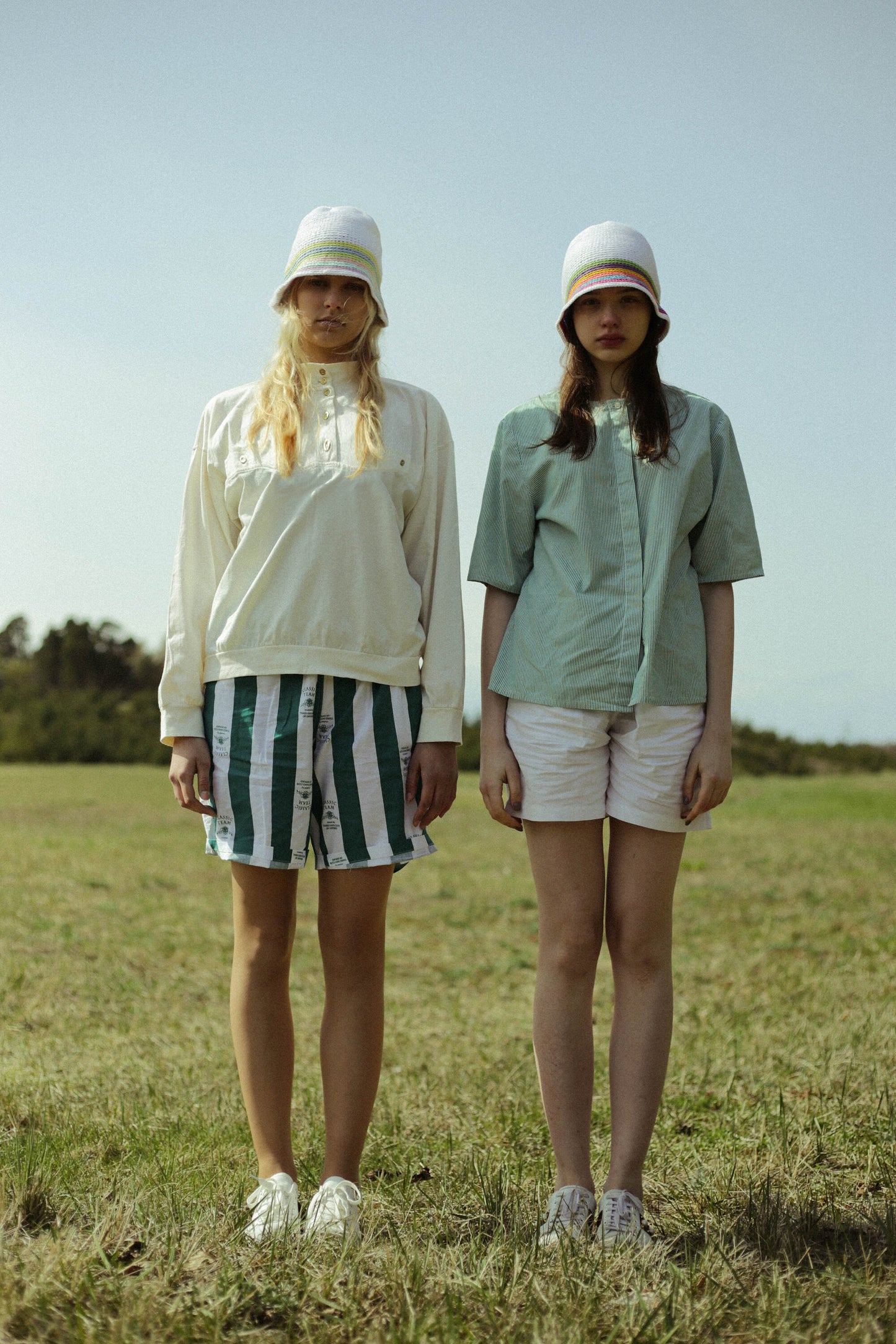 Hand-knitted crochet light multi colored bucket hat