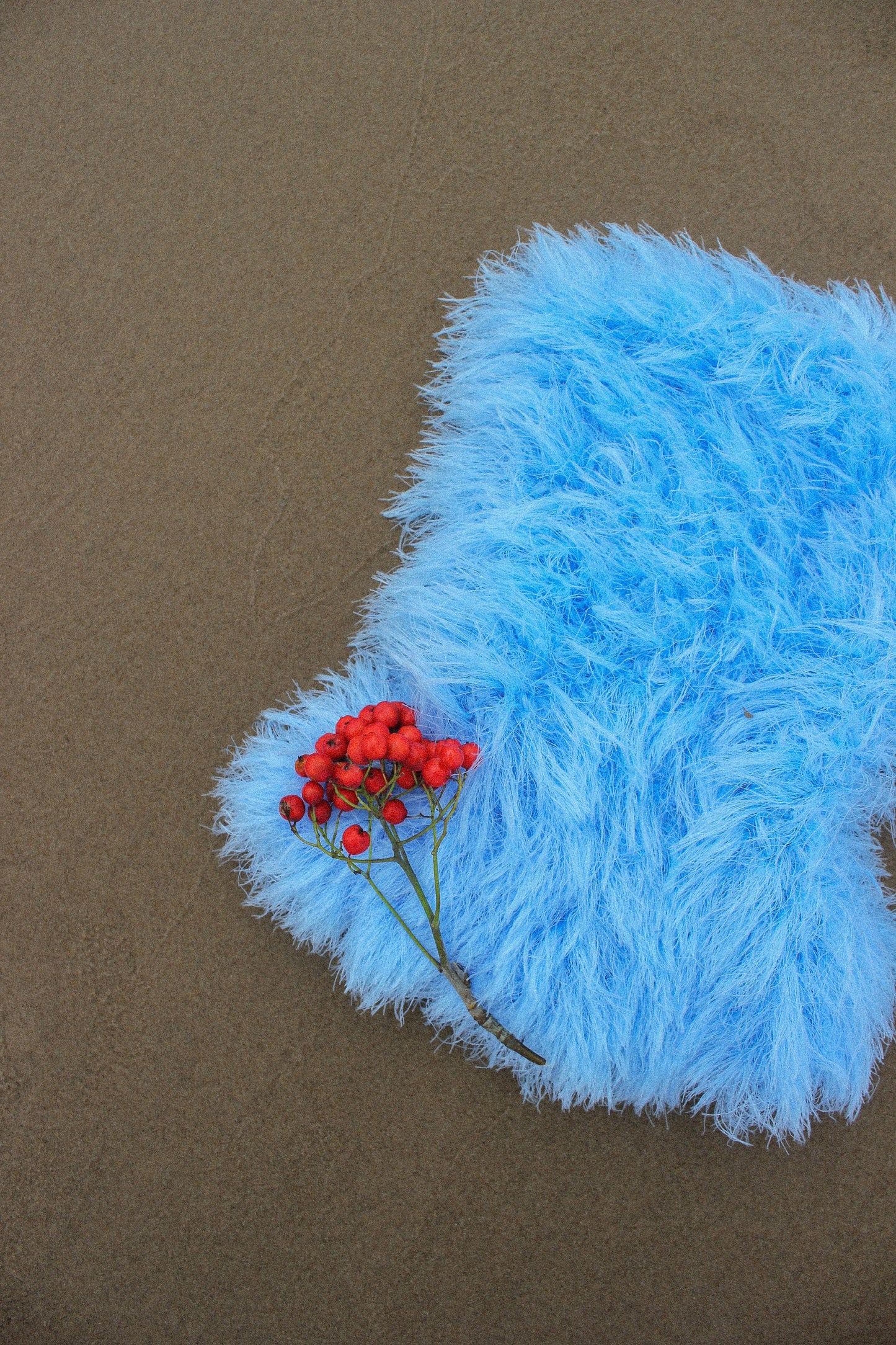 Fuzzy Yeti Faux Fur balaclava hat in azure blue