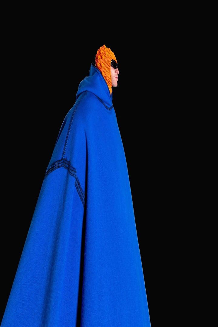 Balaclava Mandarin Brains with dimensional tuck knitting technique