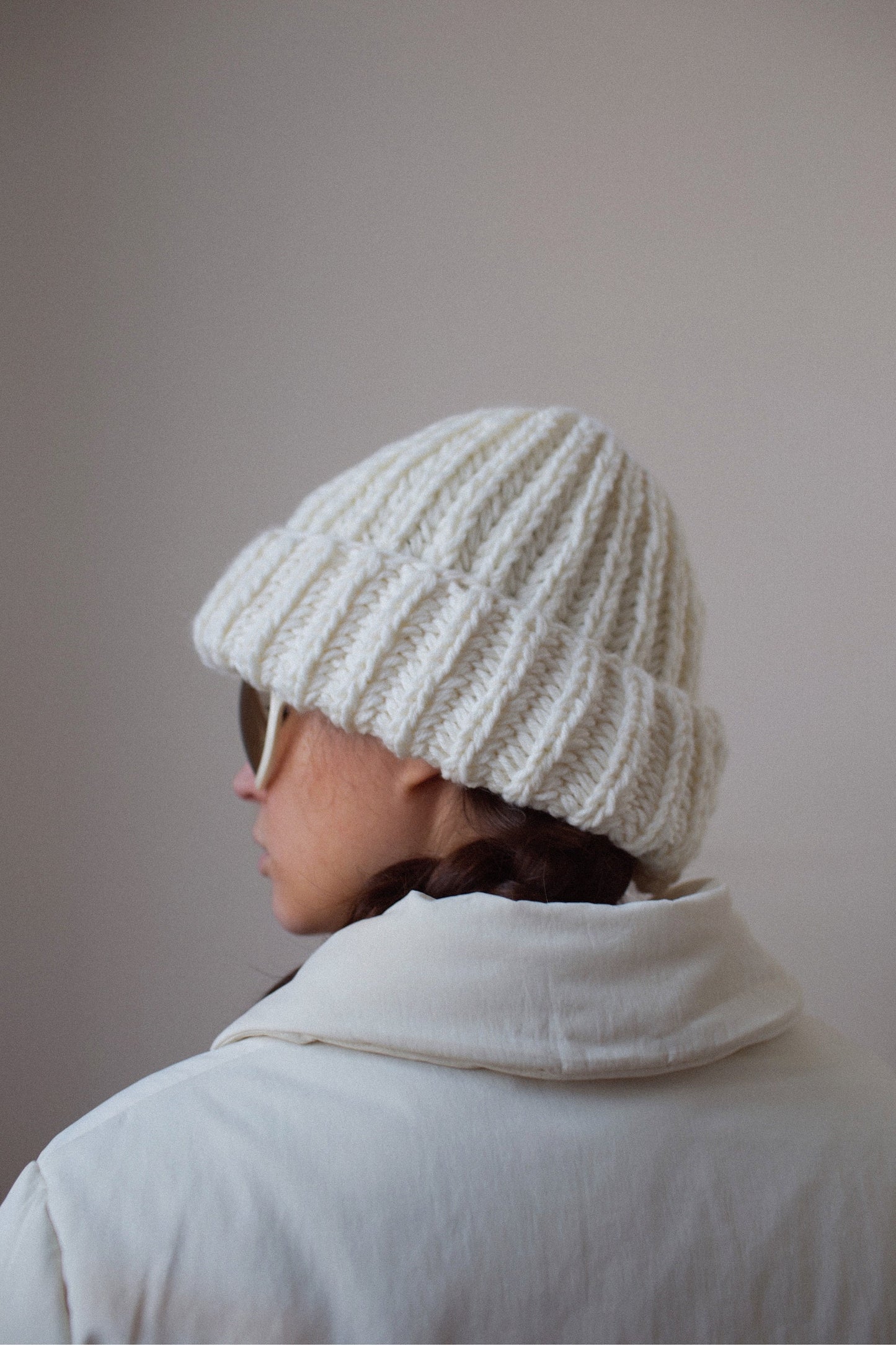 Woolen Super Chunky Beanie in Ivory