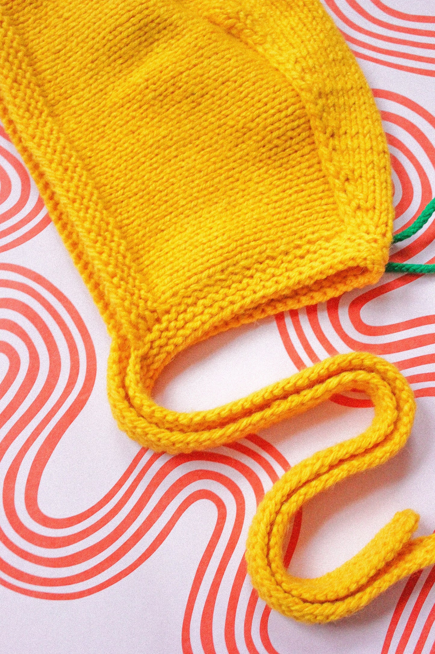 Hand-knitted Adult Bow Tie Bonnet hat in Yellow