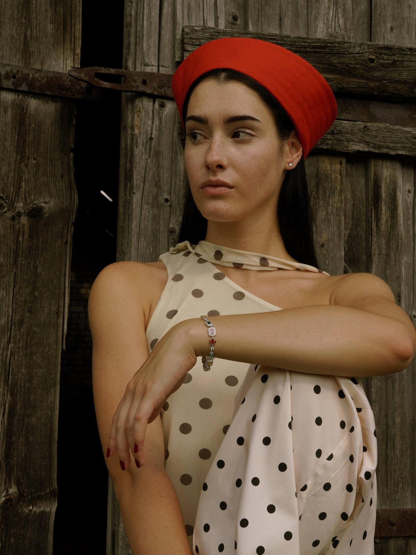 Premium Cotton Marin Pillbox in Hot Red