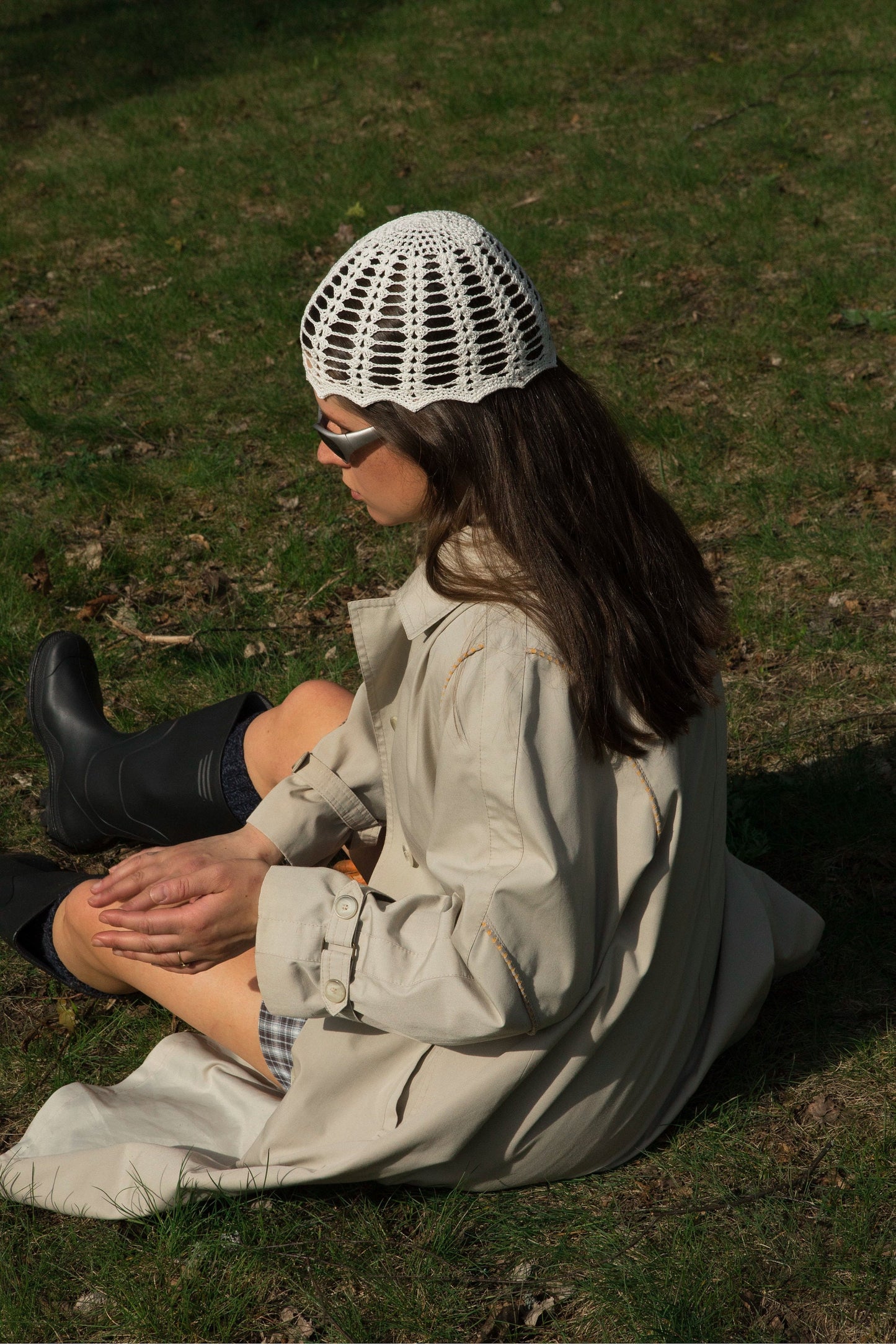 Crochet Premium Cotton Mesh Knitted Hat in White, skull hat,retro hat,crochet hat,summer hat,crochet beanie