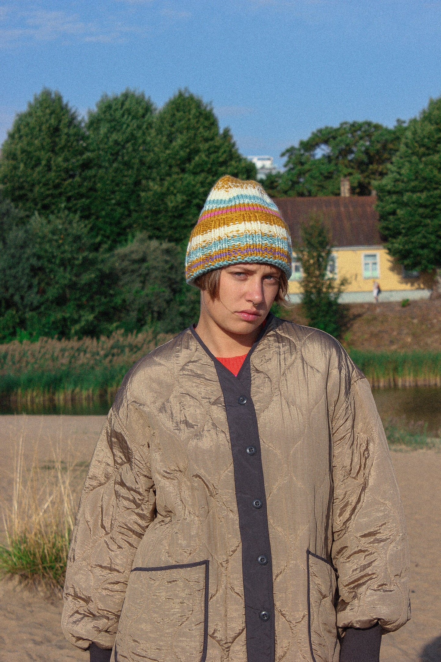 Woolen Multi Striped Beanie