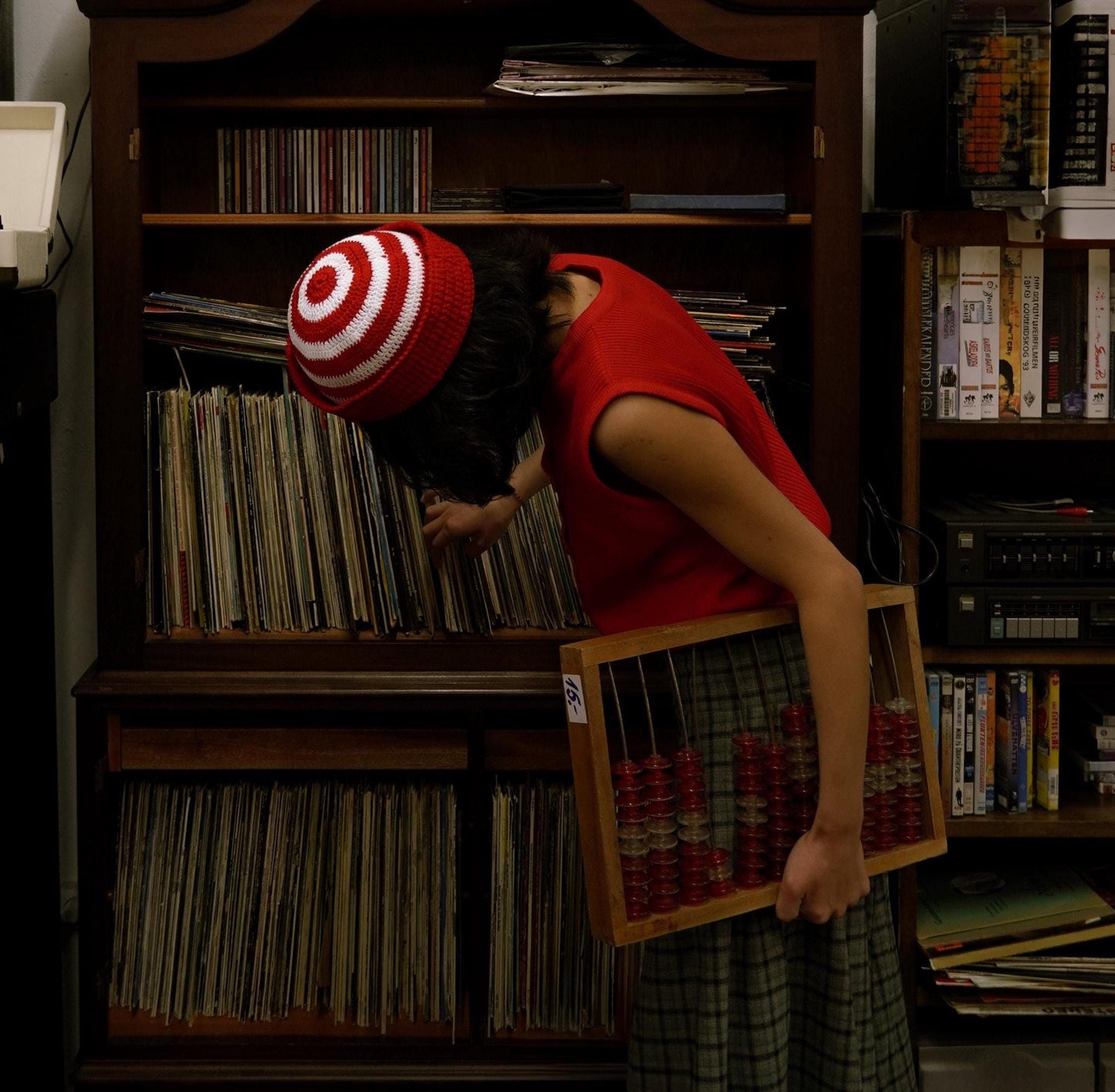 Crochet Premium Cotton Striped Marin Hat in Red & White