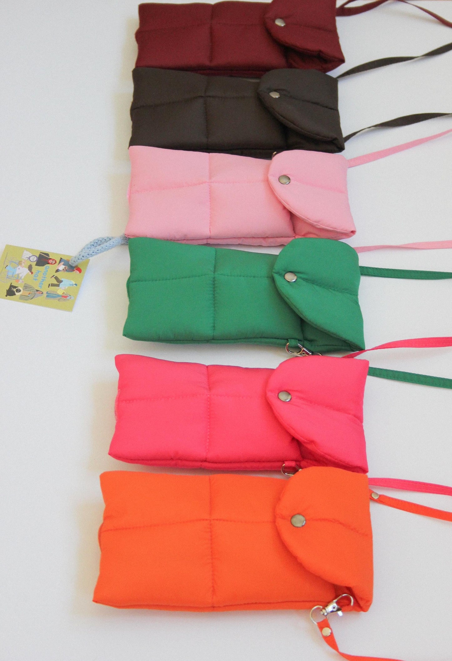 Pillow Puffer Phone pouch in Orange, Puffy Crossbody Phone Bag,Waterproof Padded Case with Strap,Hands-Free Pouch,Travel Gift for Her