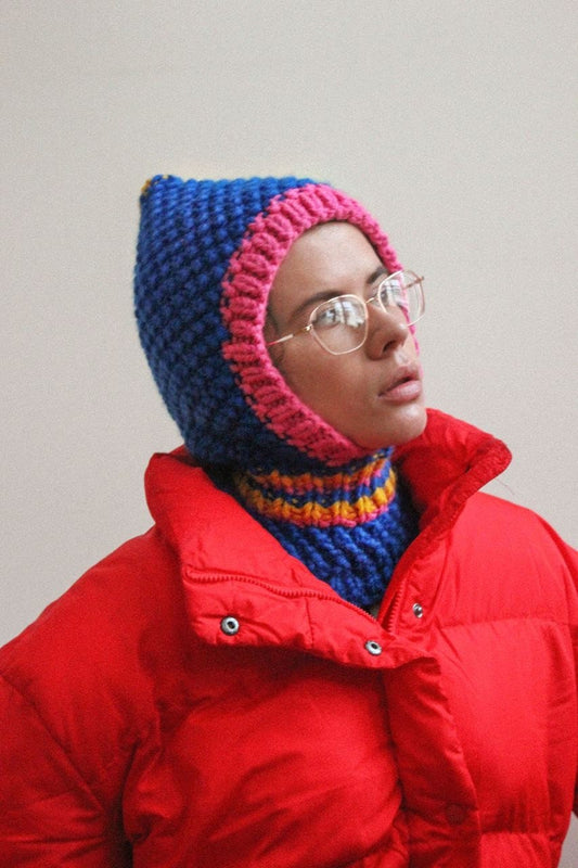 Multicolored Balaclava Woolen Chunky hat ,mango socky balaclava knit beanie,knit helmet,knit hat,crochet balaclava, knitted hood