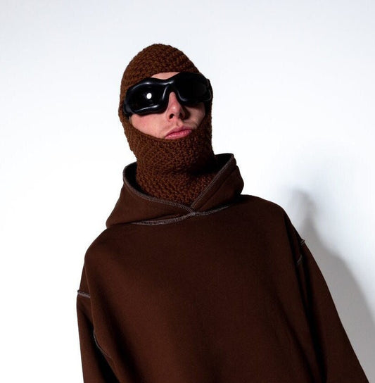 Hand knitted Chunky balaclava ski mask in scarlet red