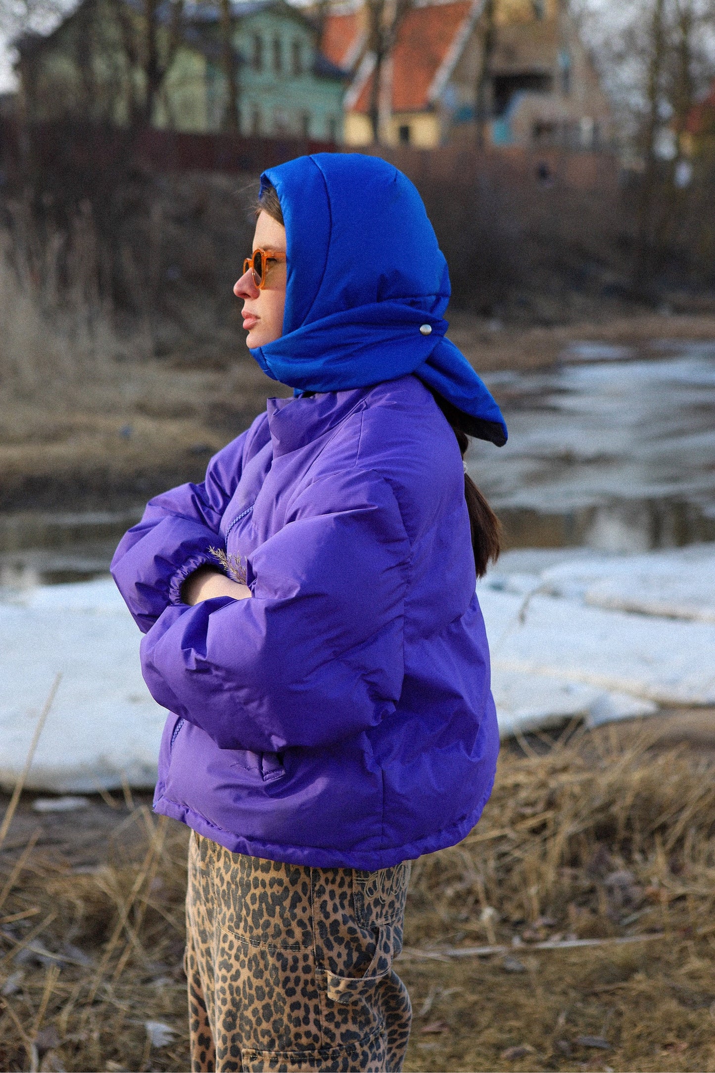 Pillow Puffer Headscarf - Balaclava in Blue