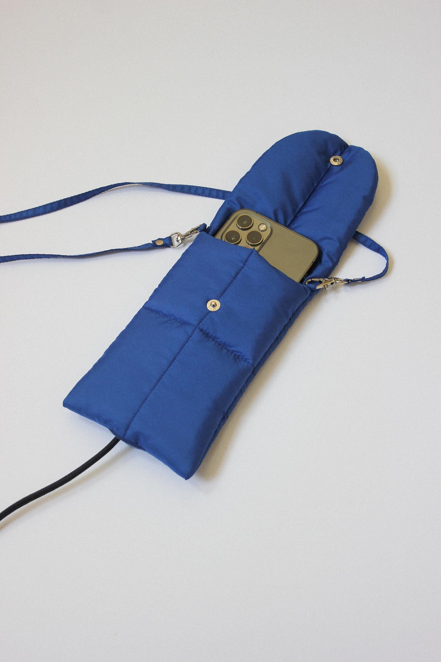 Pillow Puffer Phone pouch in Blue, Puffy Crossbody Phone Bag,Waterproof Padded Case with Strap,Hands-Free Pouch,Travel Gift for Her