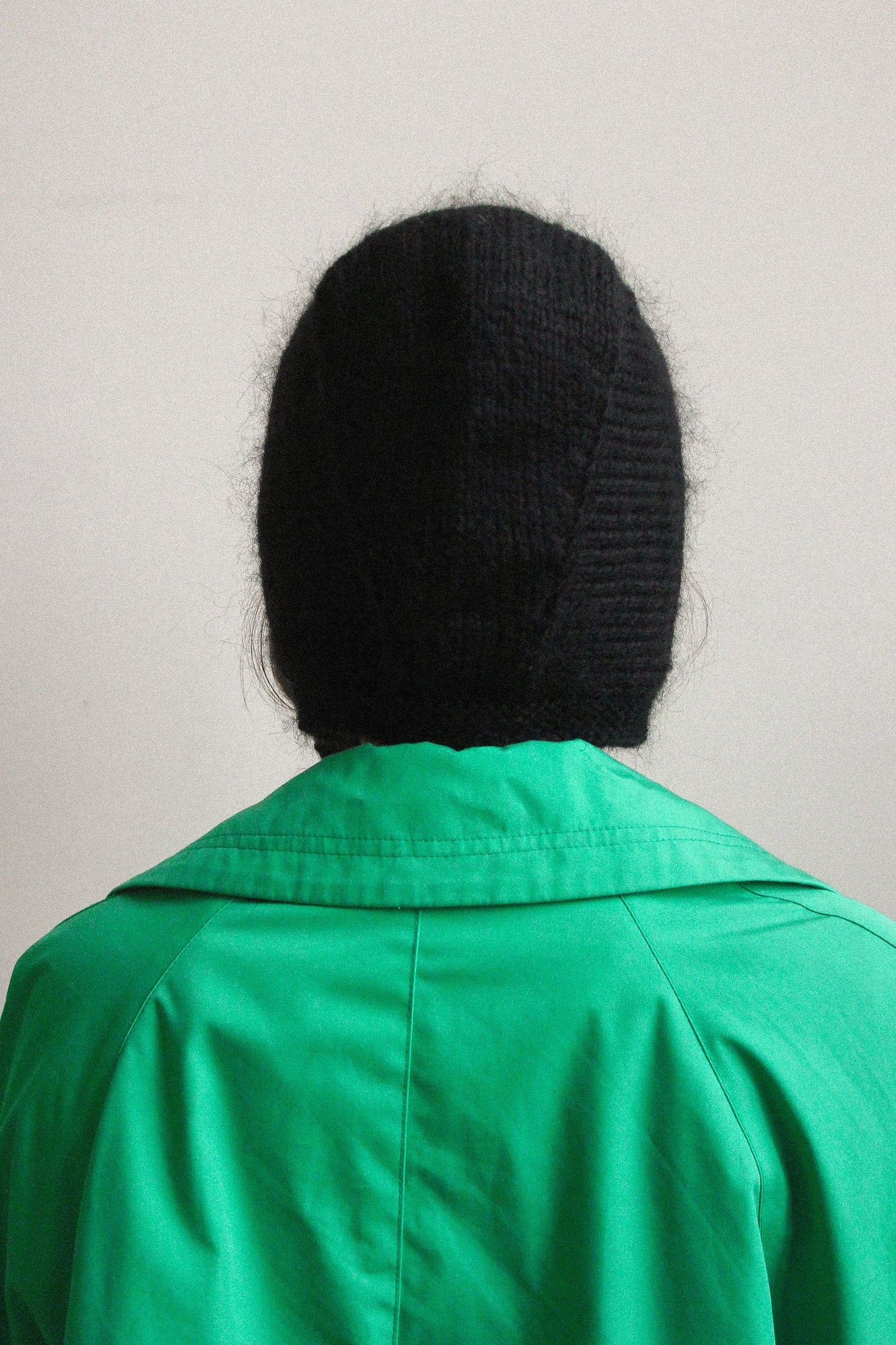 Hand - knitted Adult Bow Tie Mohair Bonnet in black