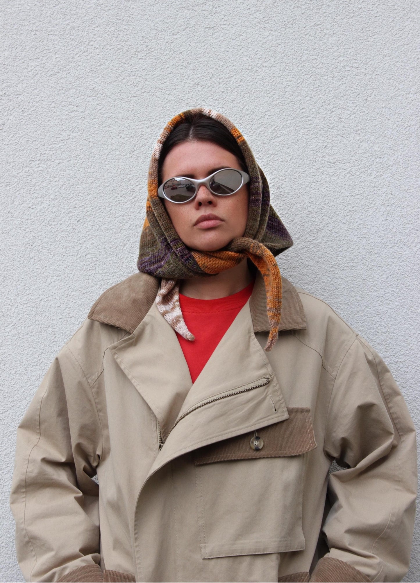 Hand - knitted Random Mustard Headscarf