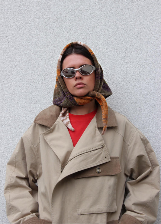 Hand - knitted Random Mustard Headscarf