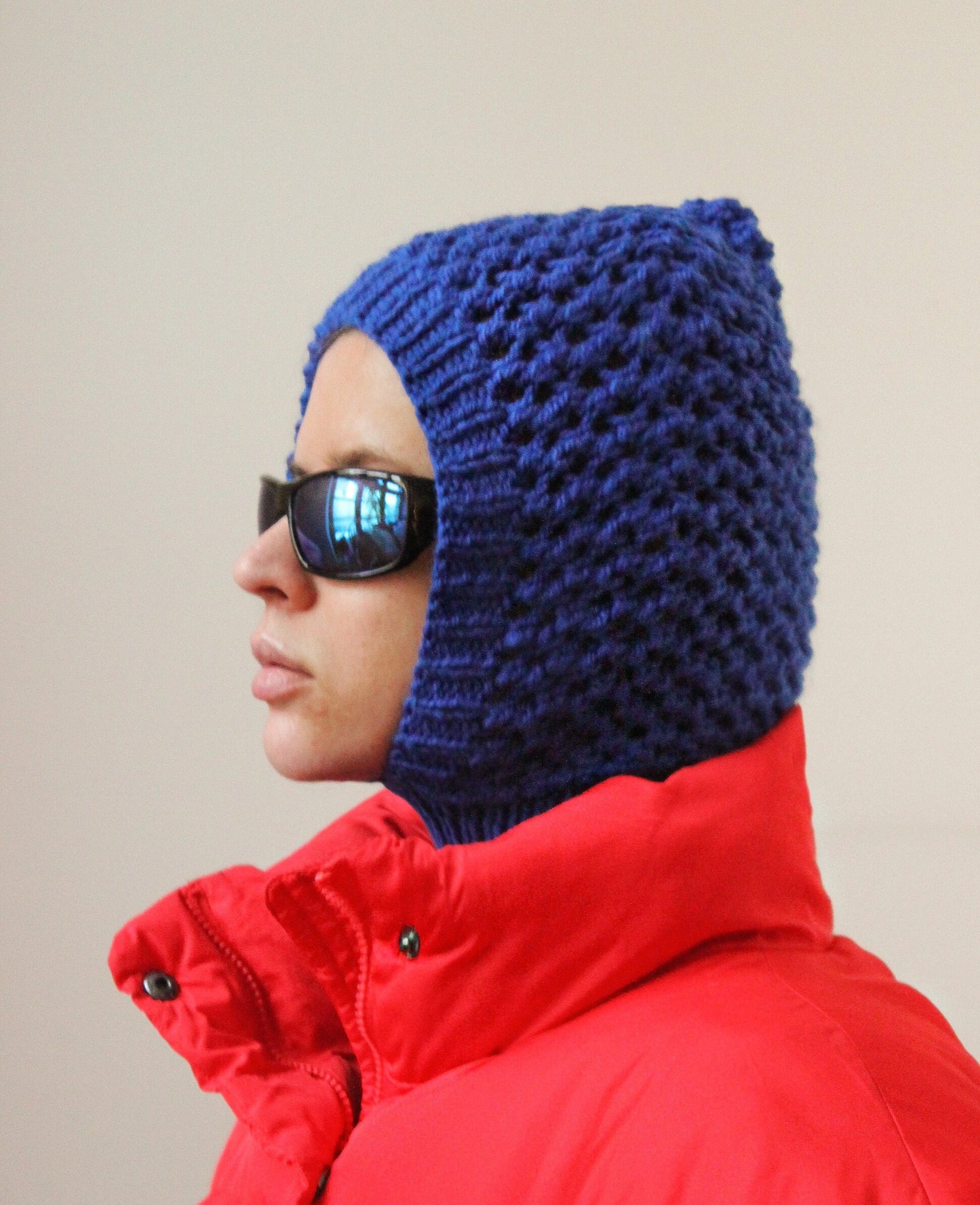 Demi - season balaclava hat in admiral blue, mango socky balaclava knit beanie,knit helmet,knit hat,crochet balaclava