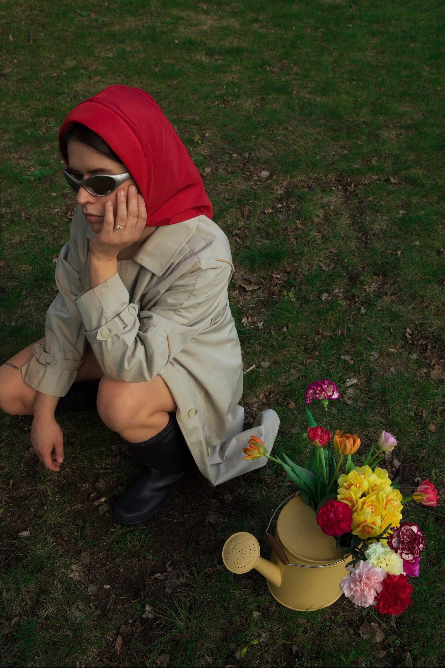 Rain Headscarf  in Red