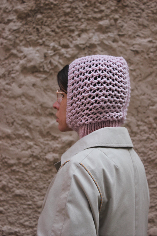 Spring Balaclava hat in powder pink ,mango socky balaclava knit beanie,knit helmet,knit hat,crochet balaclava, knitted hood