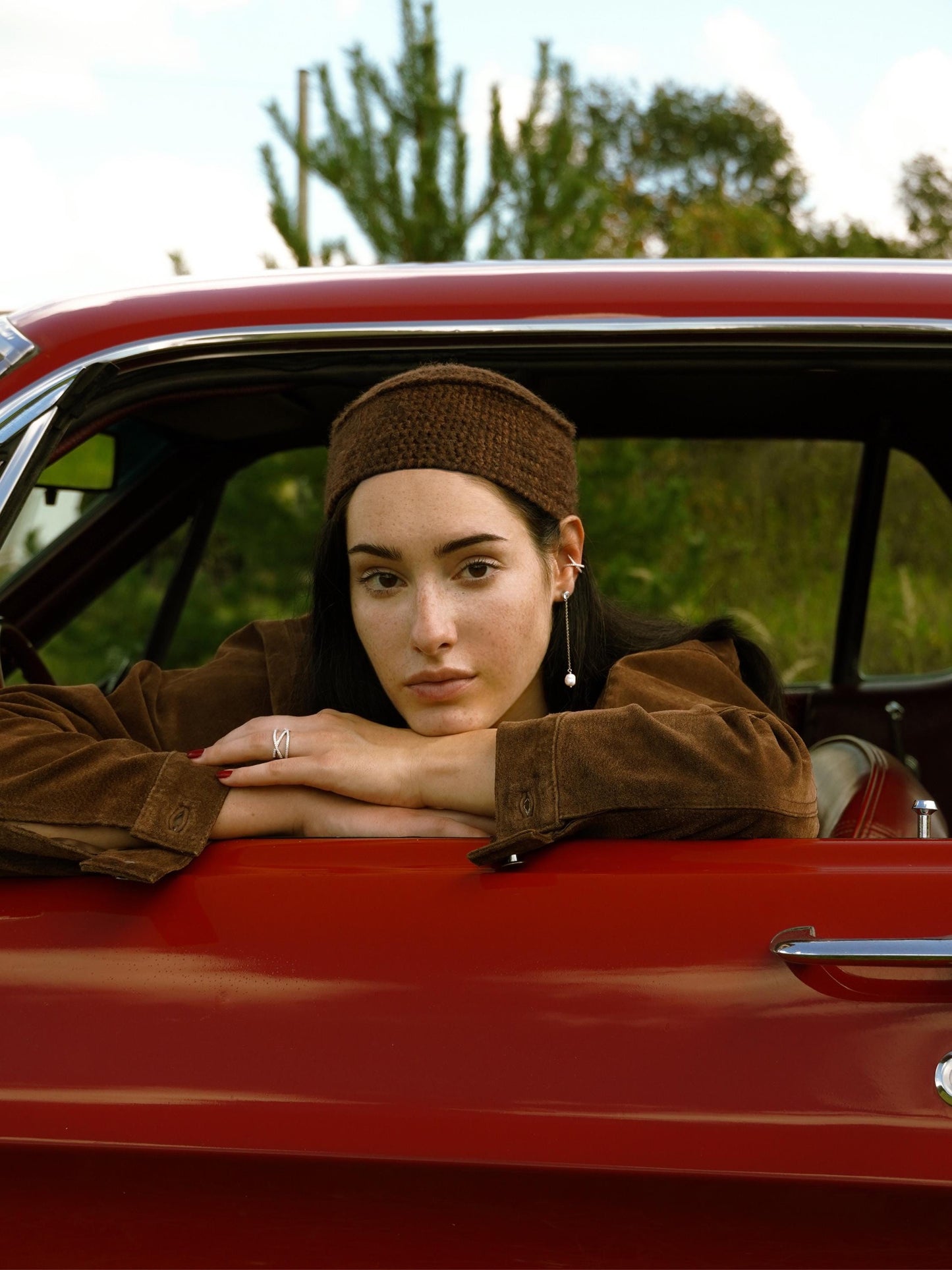 Crochet Merino Mohair Pillbox in Brown