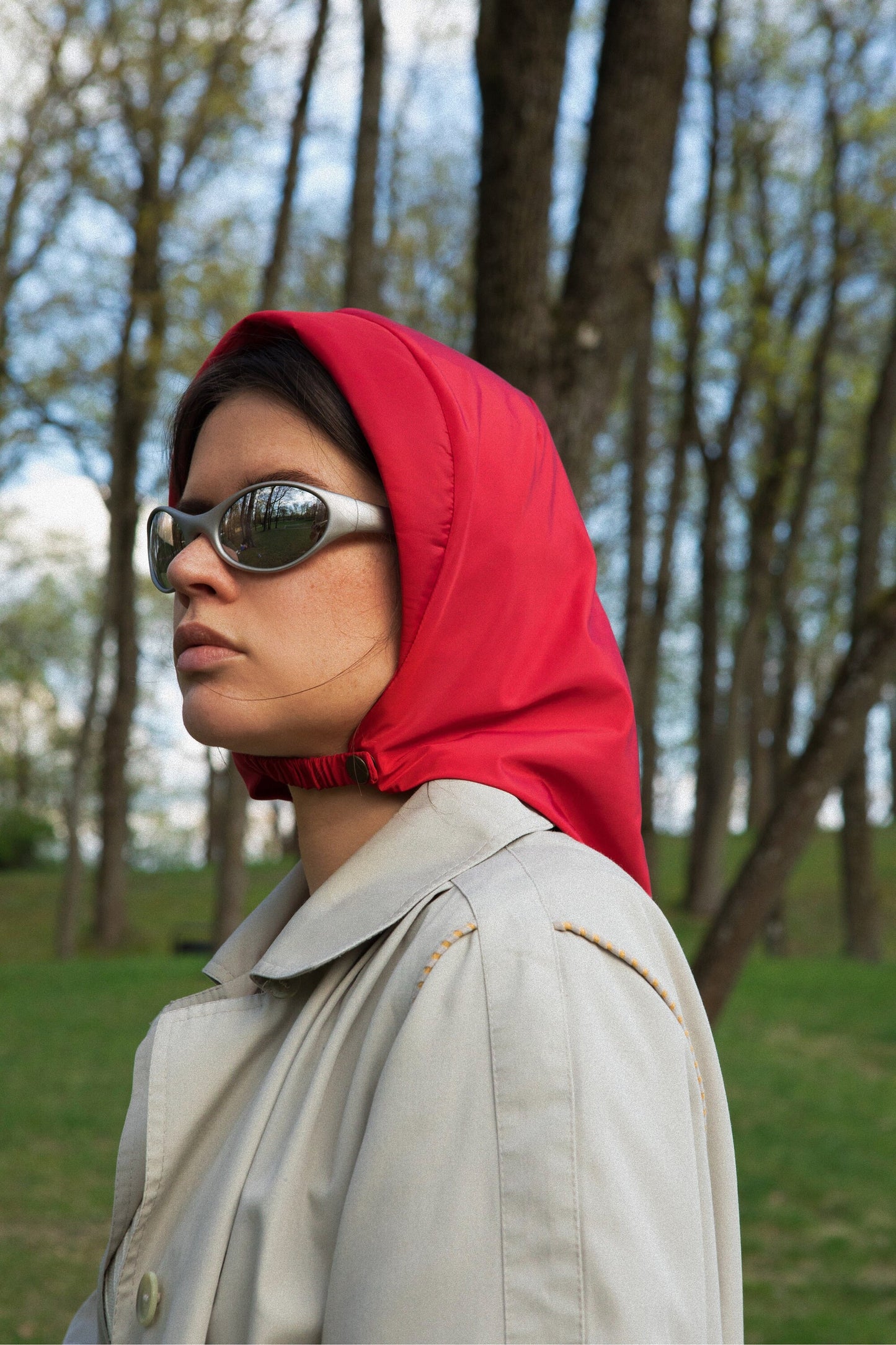 Rain Headscarf  in Red