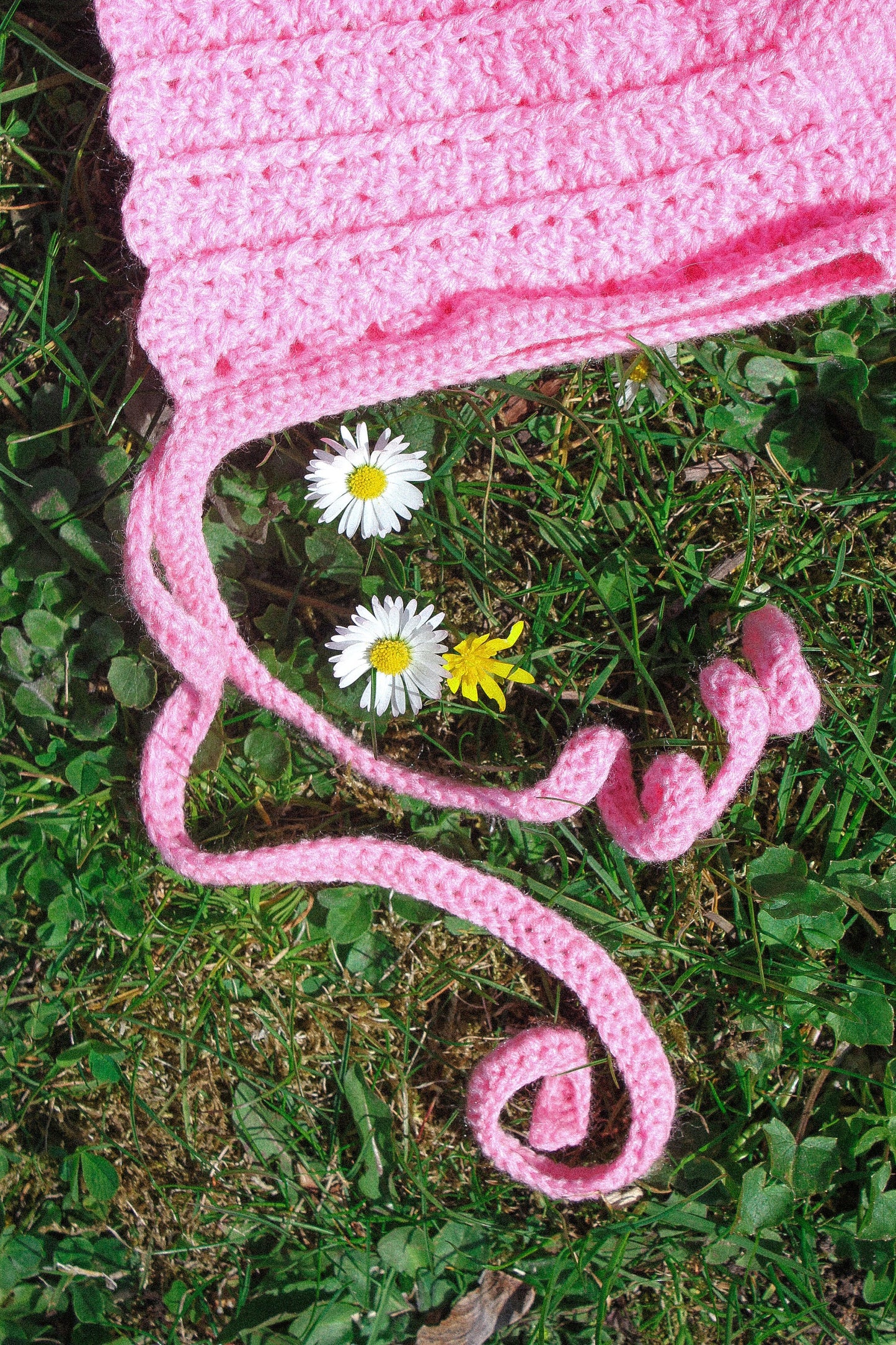 Adult Cotton Crochet Bow Tie Bonnet in Pink