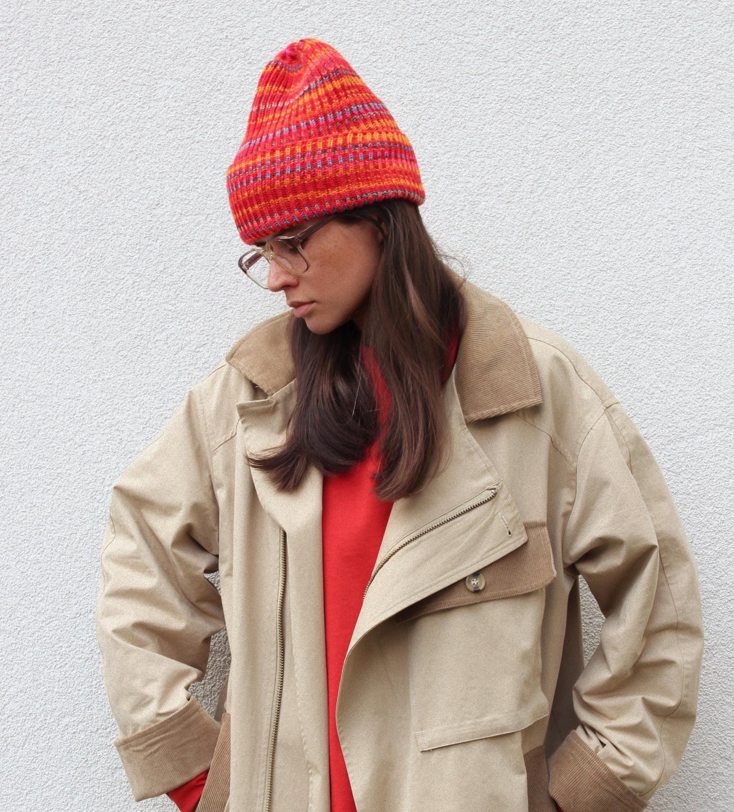 Vibrant Multi Coral Beanie