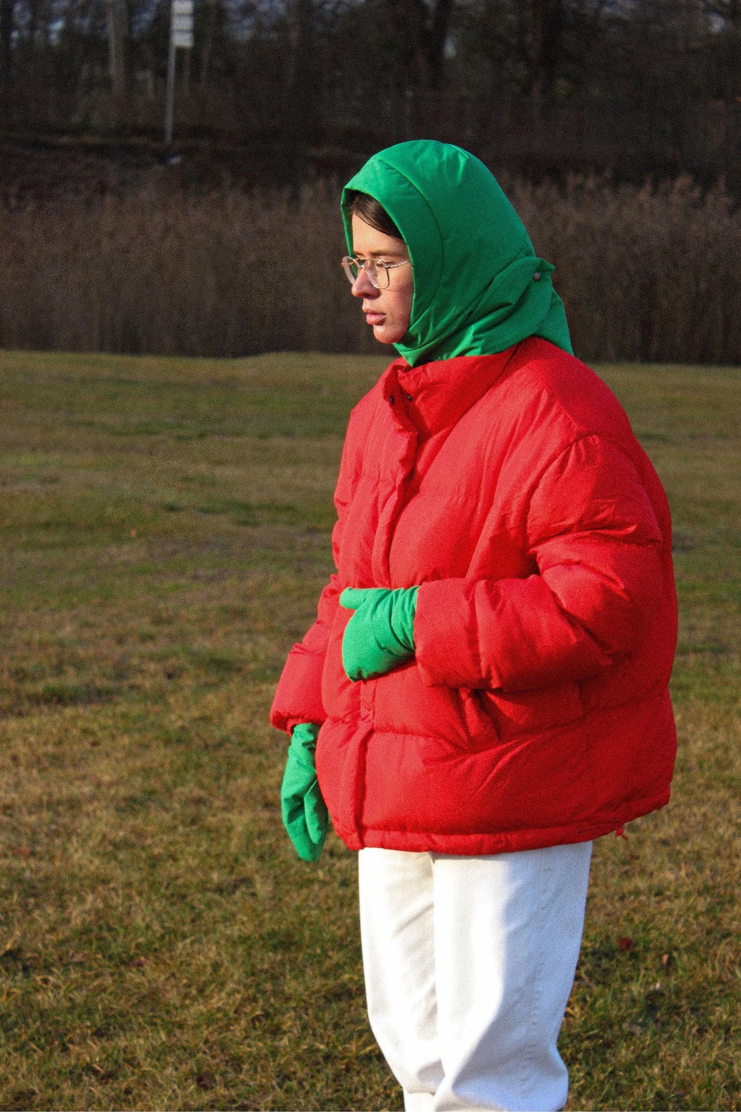 Pillow Puffer Headscarf - Balaclava in Green