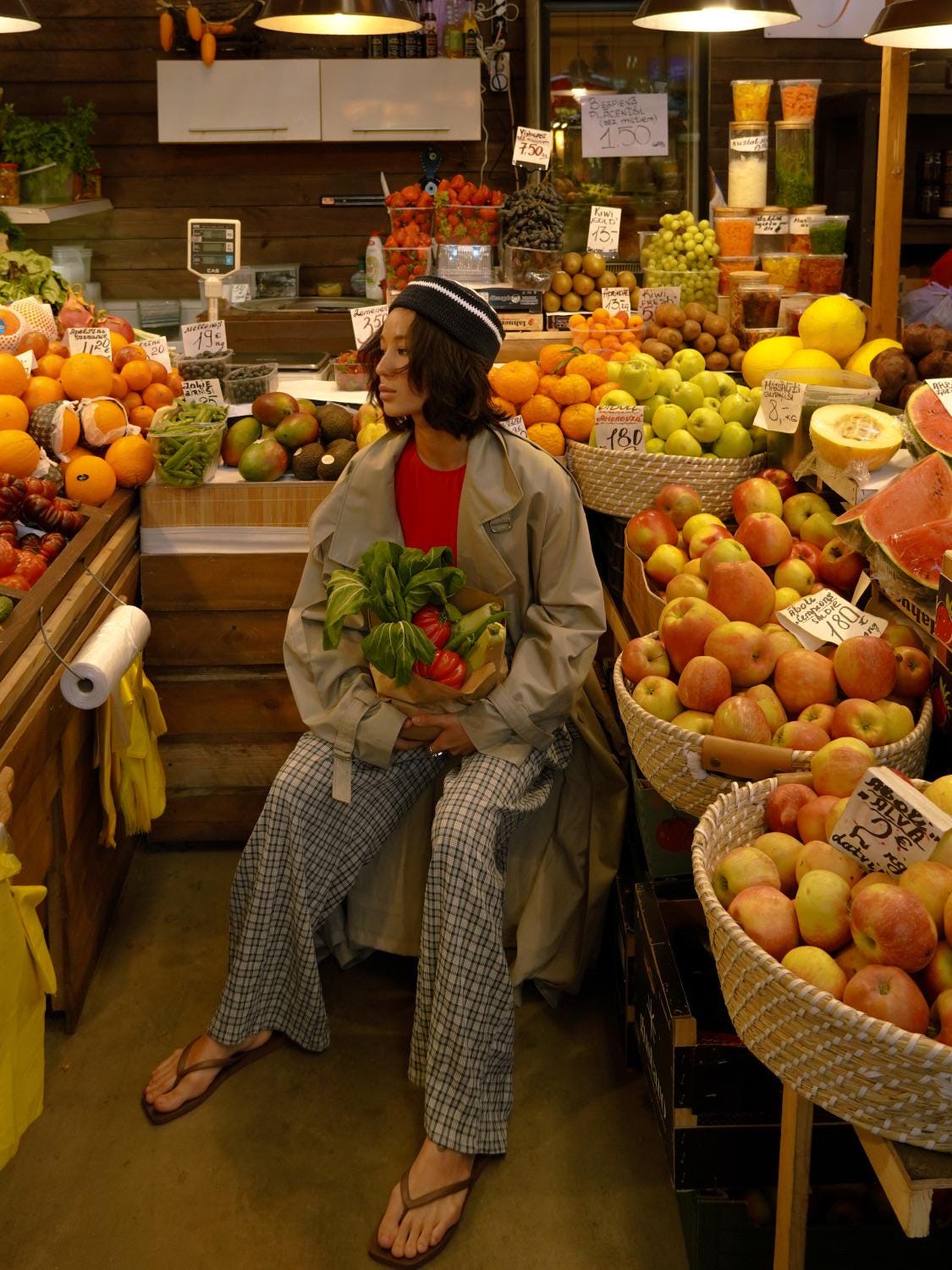 Crochet Premium Cotton Striped Marin Hat in Navy & White