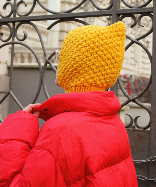 Balaclava Woolen hat in yellow yolk,mango socky balaclava knit beanie,knit helmet,knit hat,crochet balaclava, knitted hood