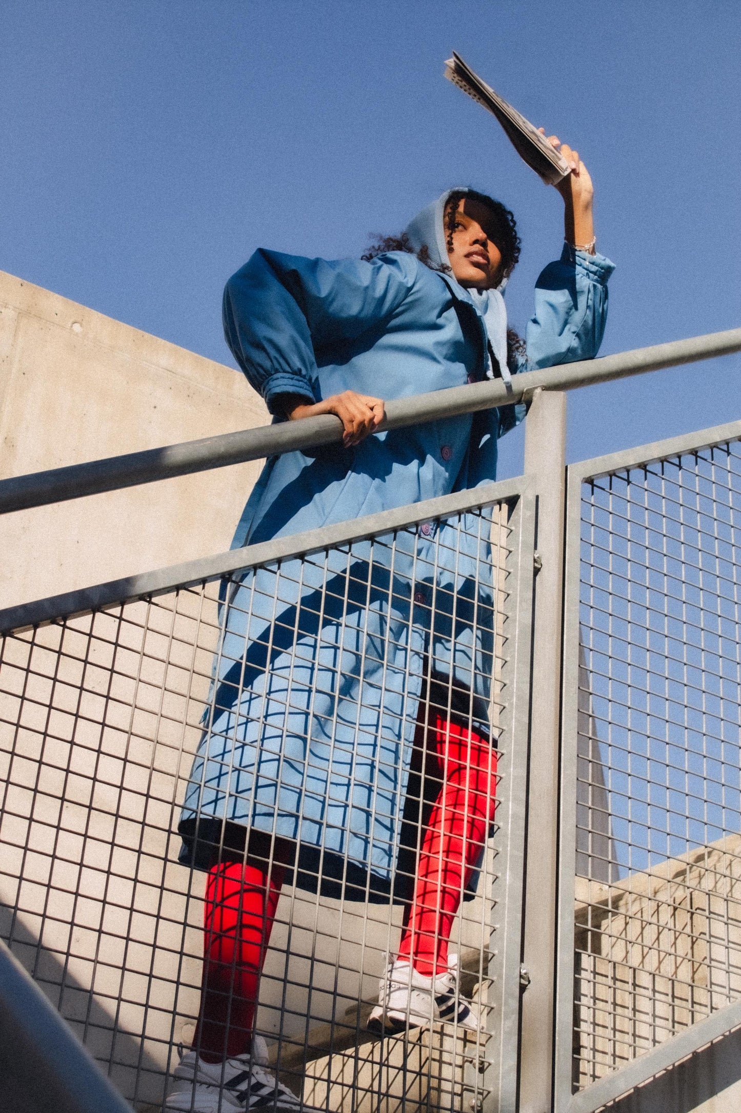 Hand - knitted Headscarf in Baby blue