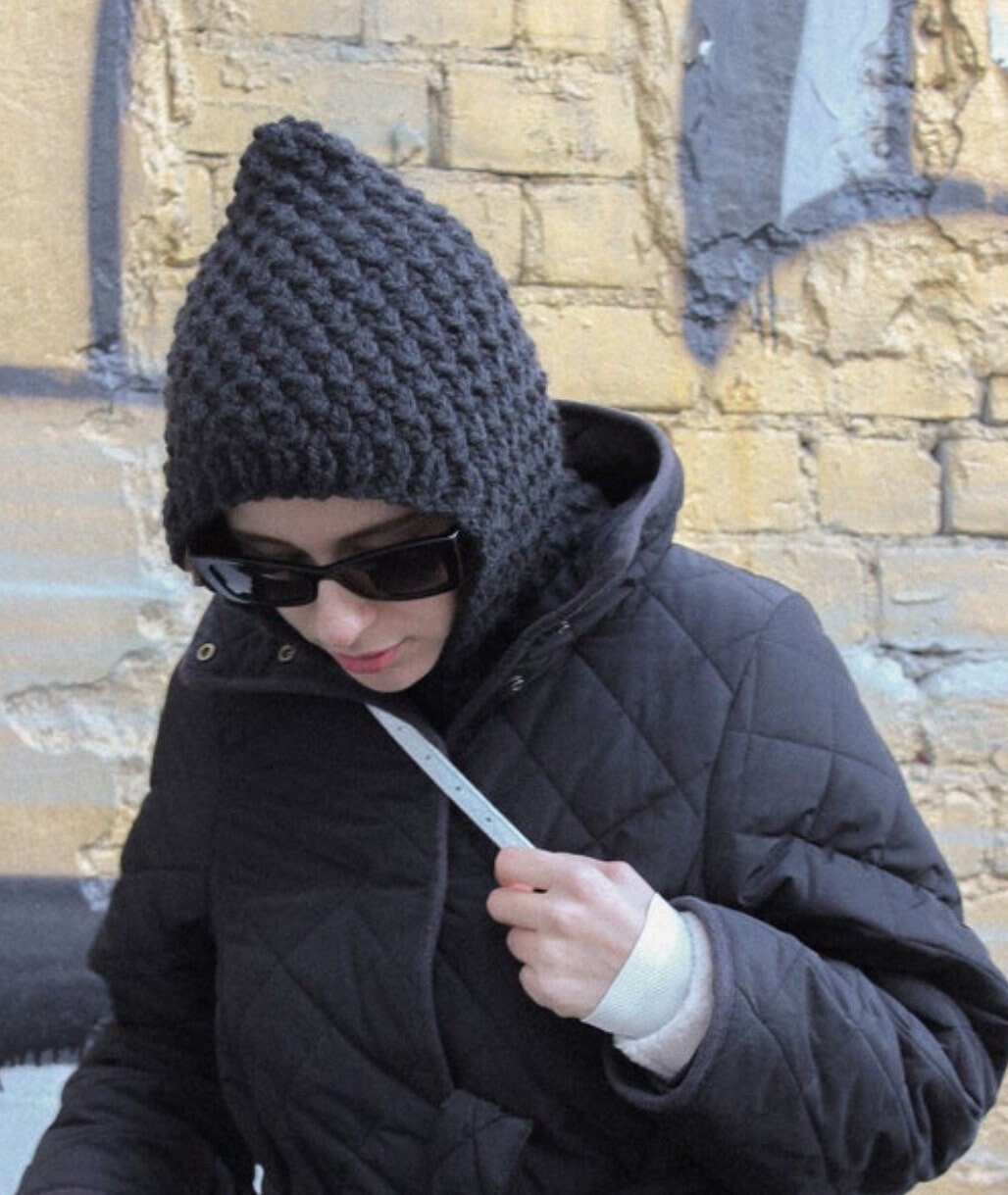 Chunky Woolen Balaclava in Charcoal Black