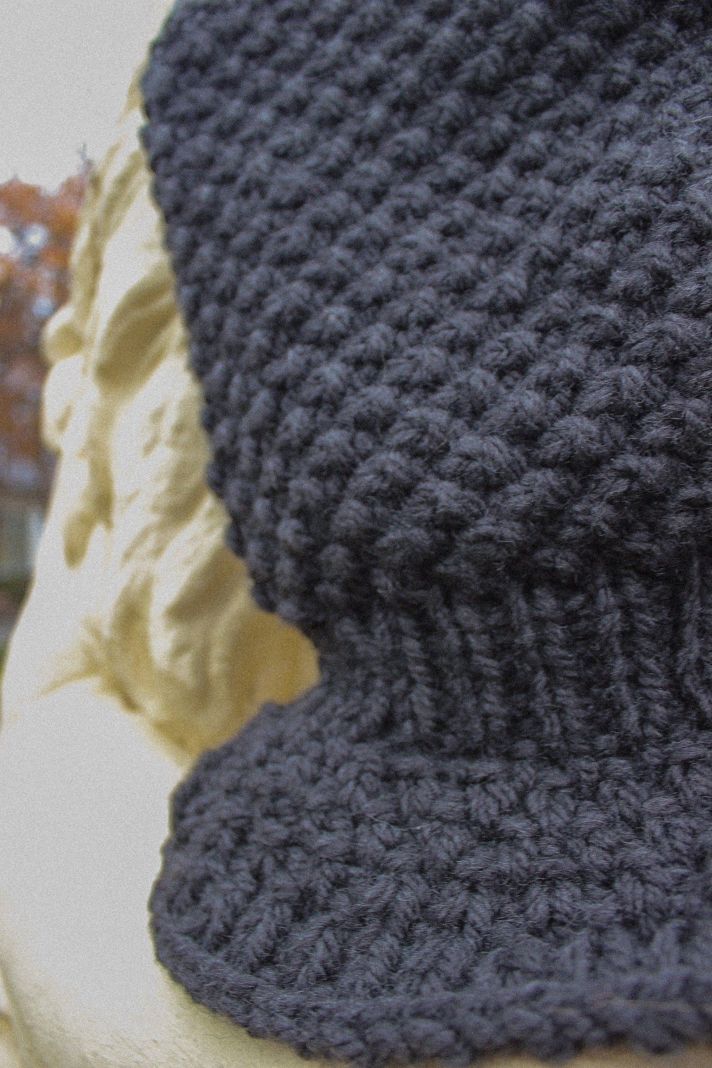 Chunky Woolen Balaclava in Charcoal Black